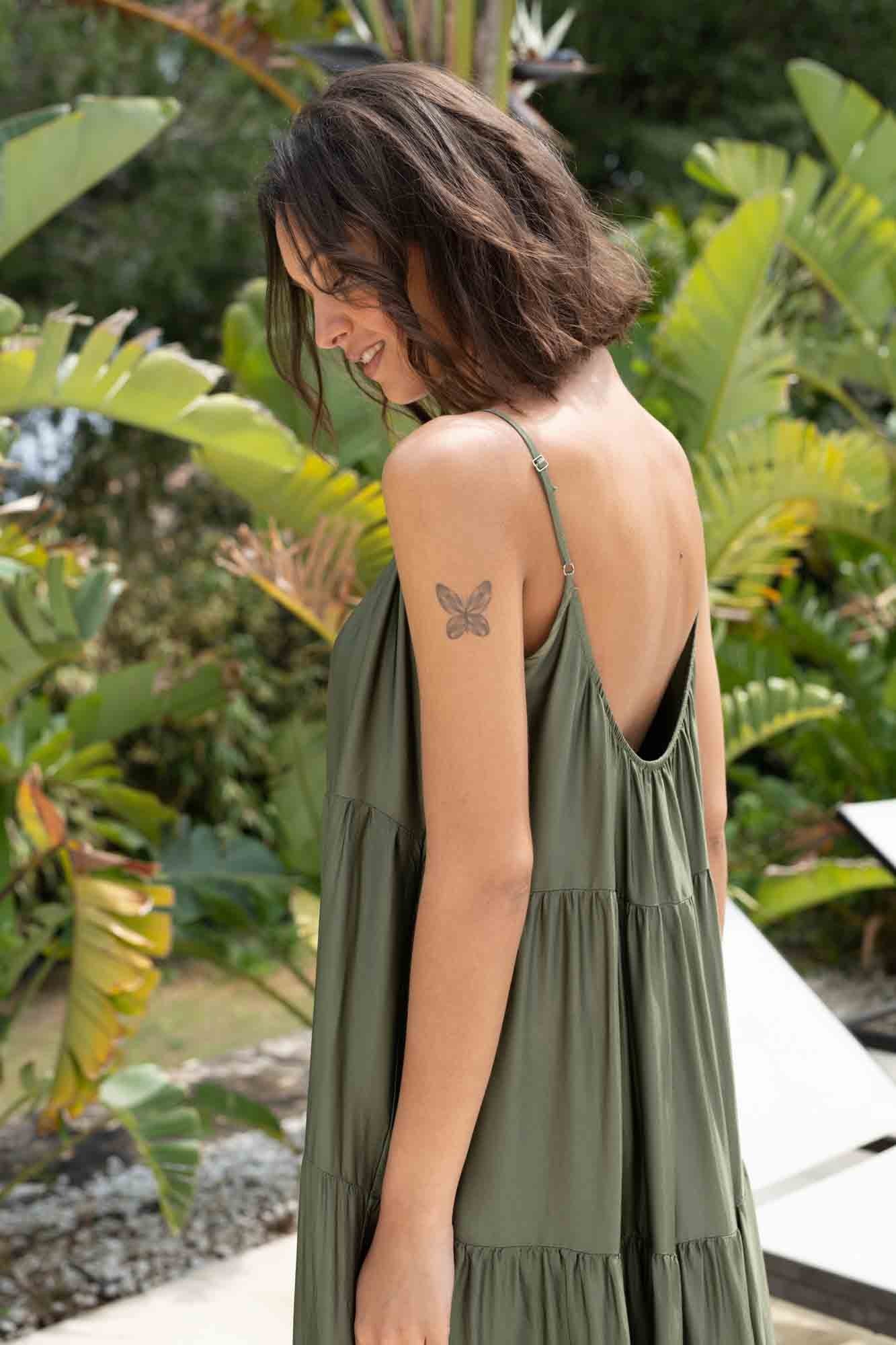ROBE LONGUE VOLANT GABRIELLA KAKI