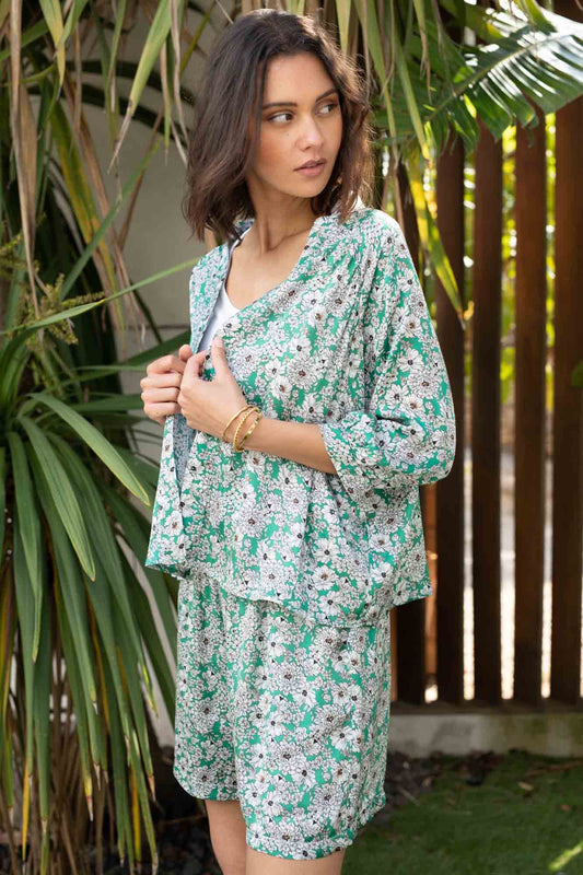 VESTE KIMONO FÉLICIE VERT TROPICAL